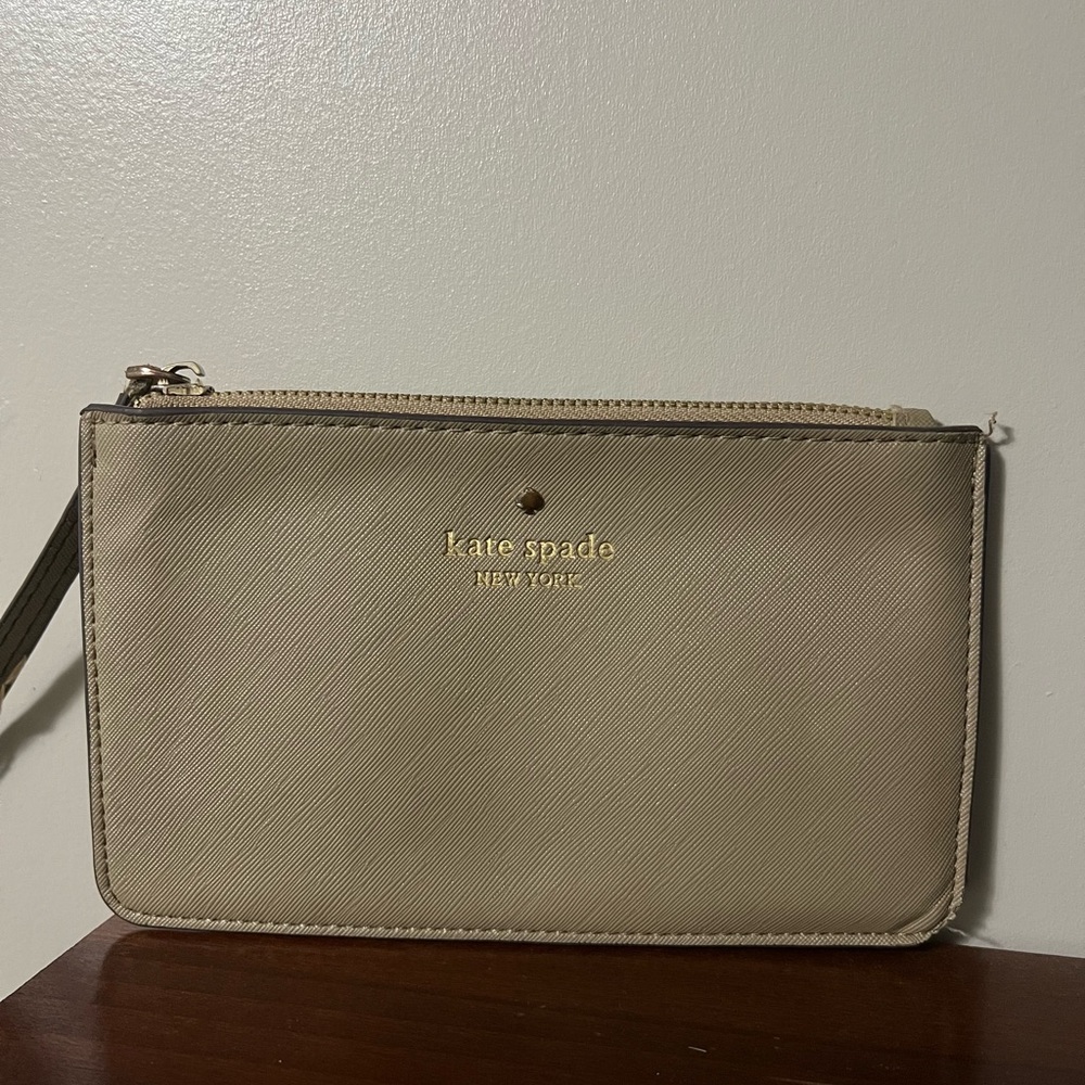 Kate Spade Gold-Toned Beige Clutch